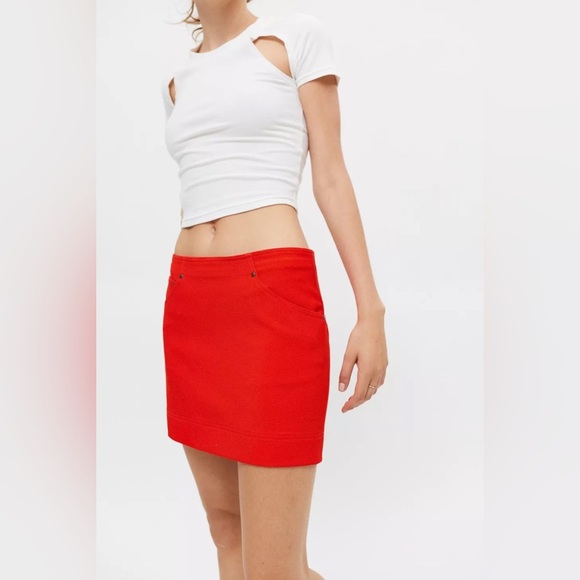 Urban Outfitters Ashley Coral Orange Pelmit Knit Fitted Mini Skirt M - Picture 1 of 9